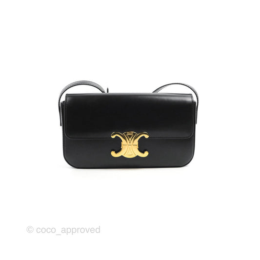 Celine Triomphe Shoulder Bag Black Calfskin