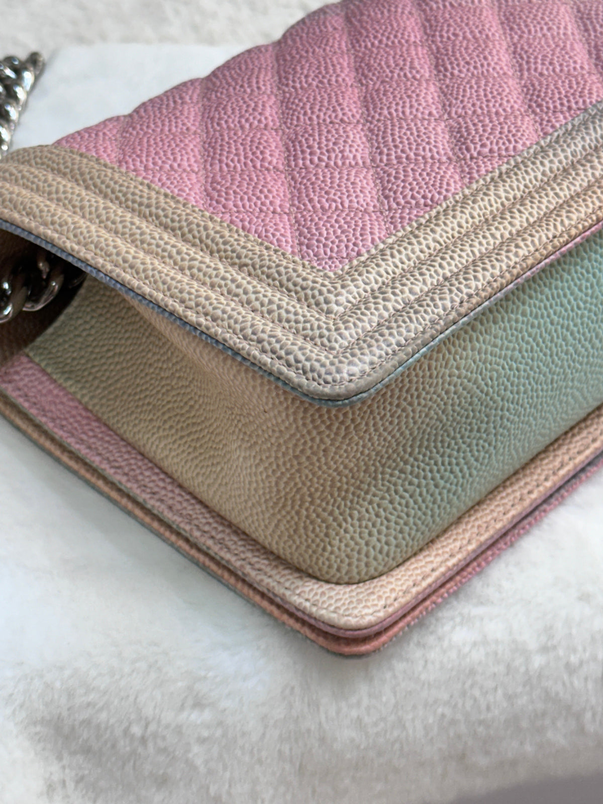 Chanel Rainbow Qulited Caviar Boy Bag Medium