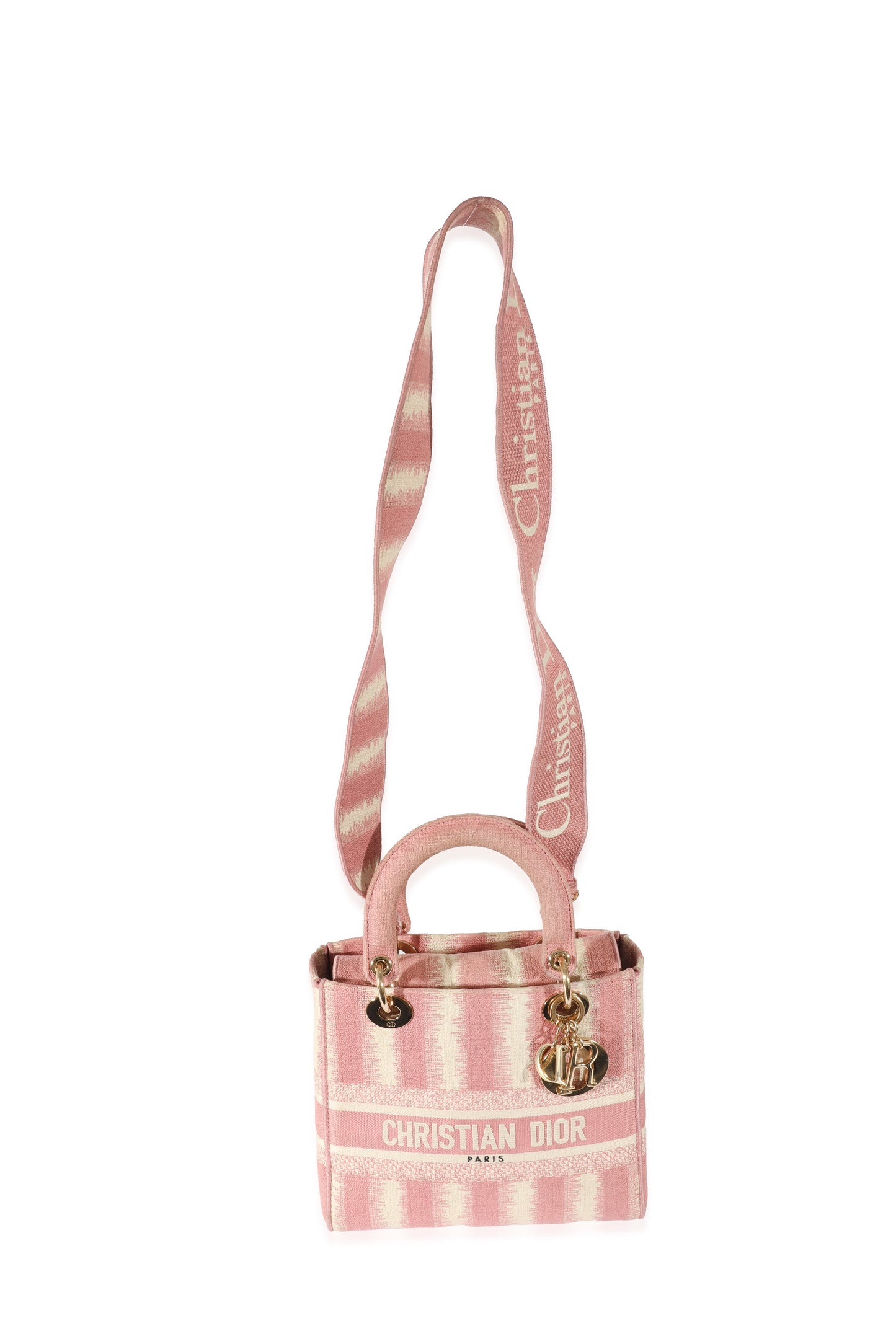 CHRISTIAN DIOR Pink Canvas Medium D-Stripes Lady D-Lite