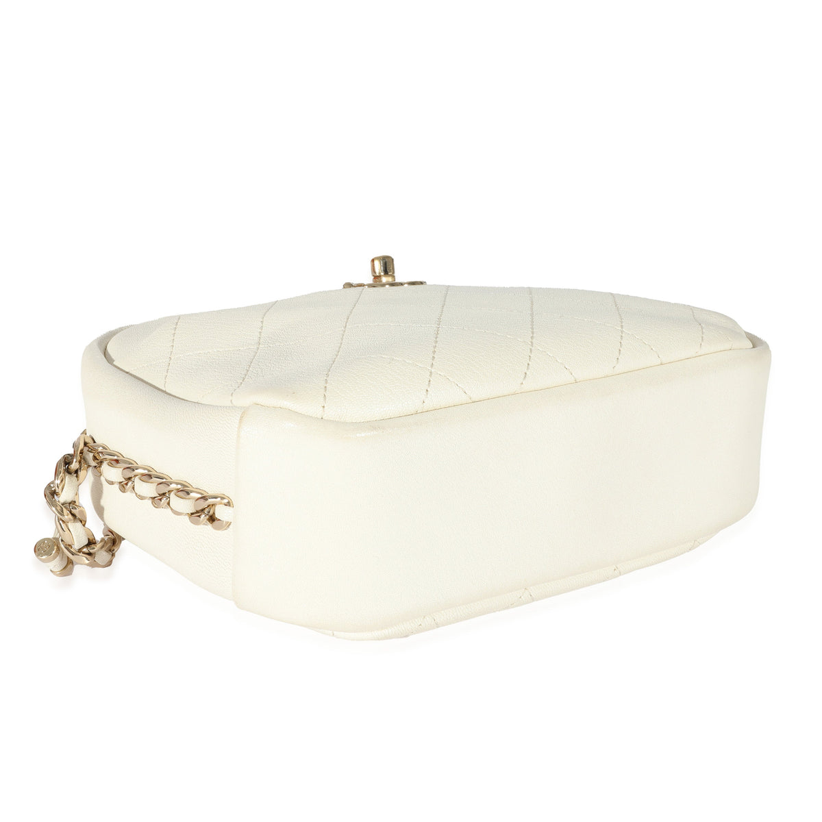 CHANEL White Leather Casual Trip Camera Bag