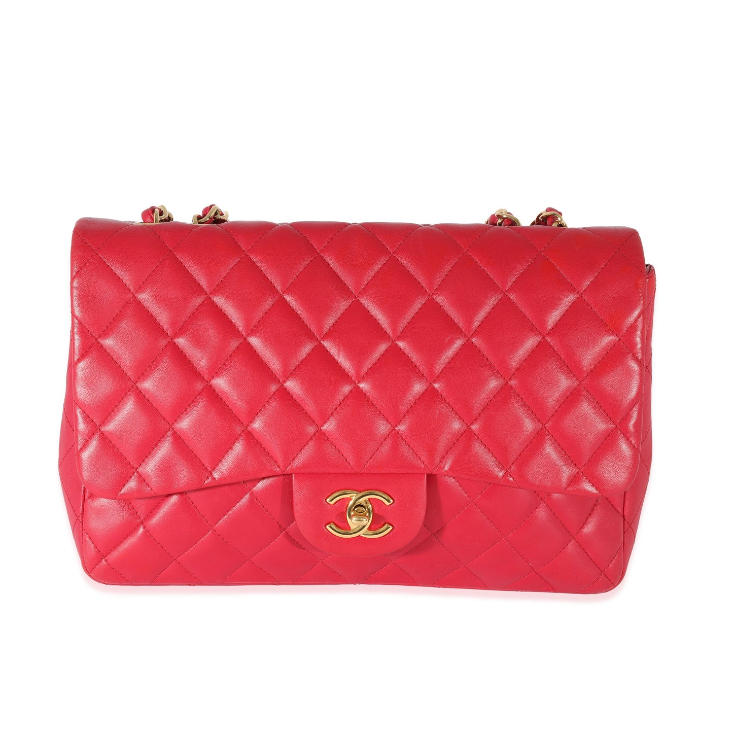CHANEL Dark Pink Lambskin Jumbo Single Flap Bag