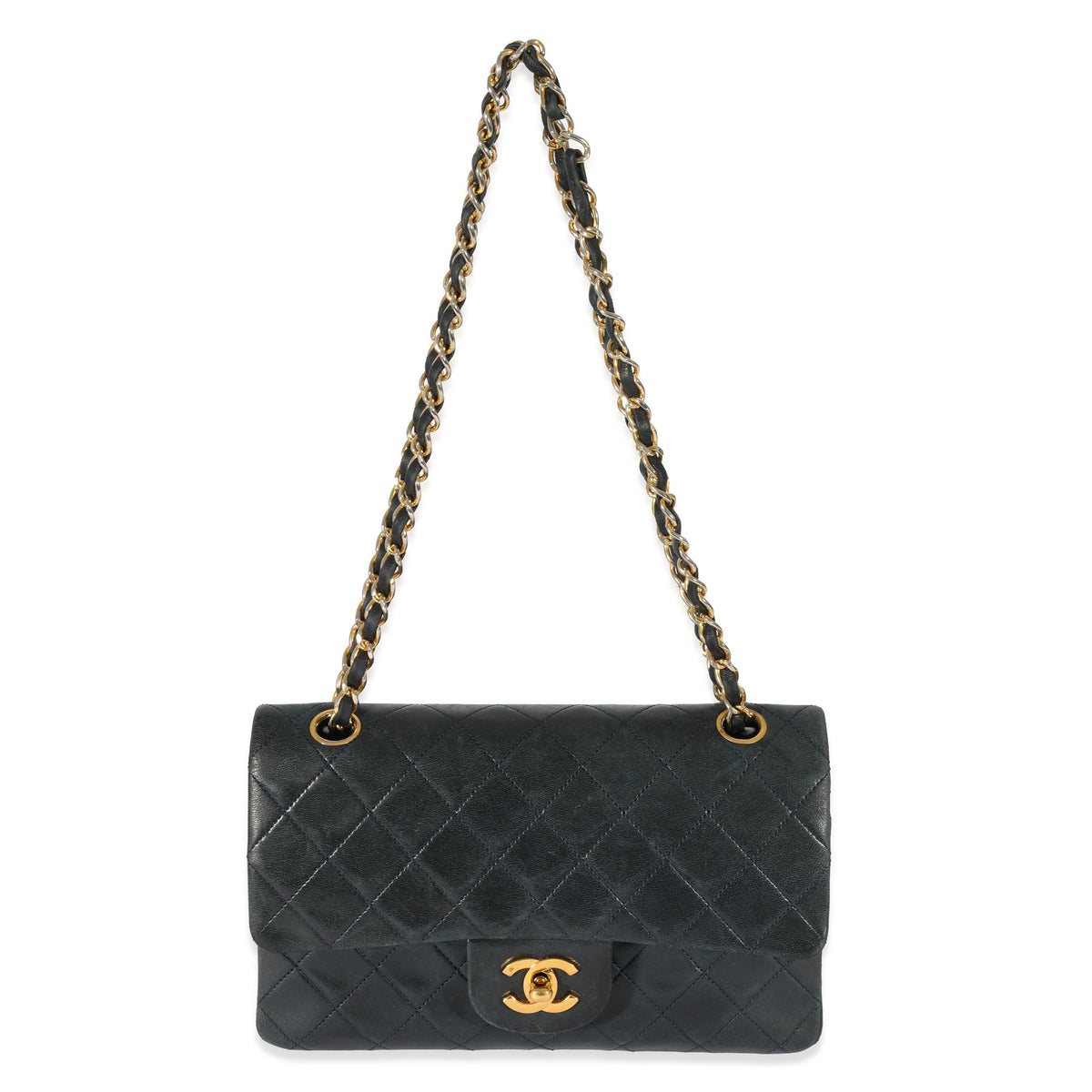 CHANEL Navy Quilted Lambskin Small Classic Double Flap Bag