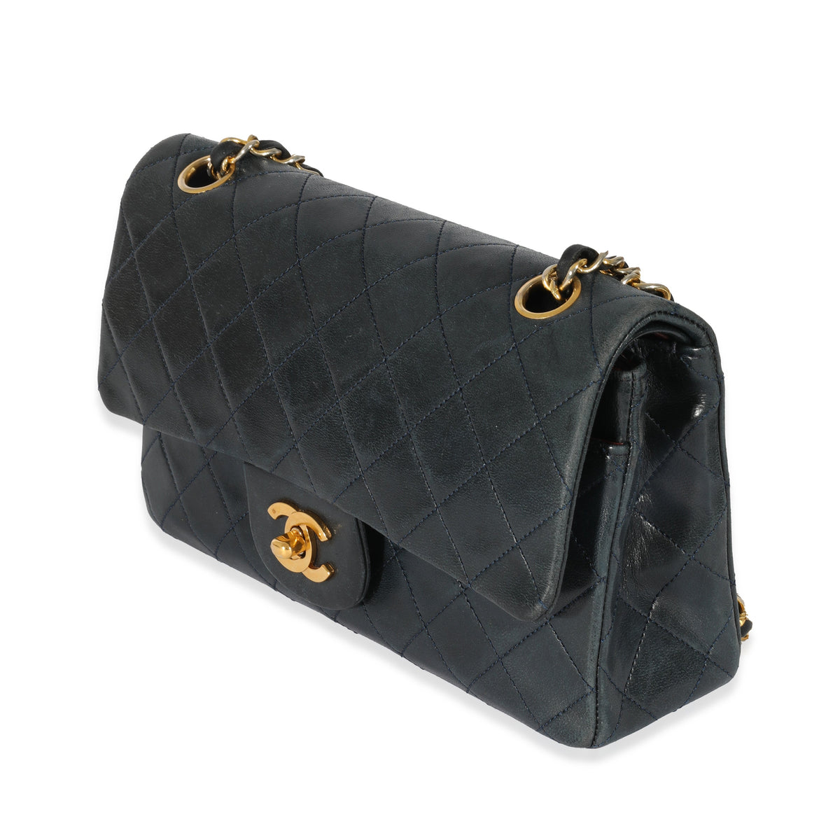 CHANEL Navy Quilted Lambskin Small Classic Double Flap Bag