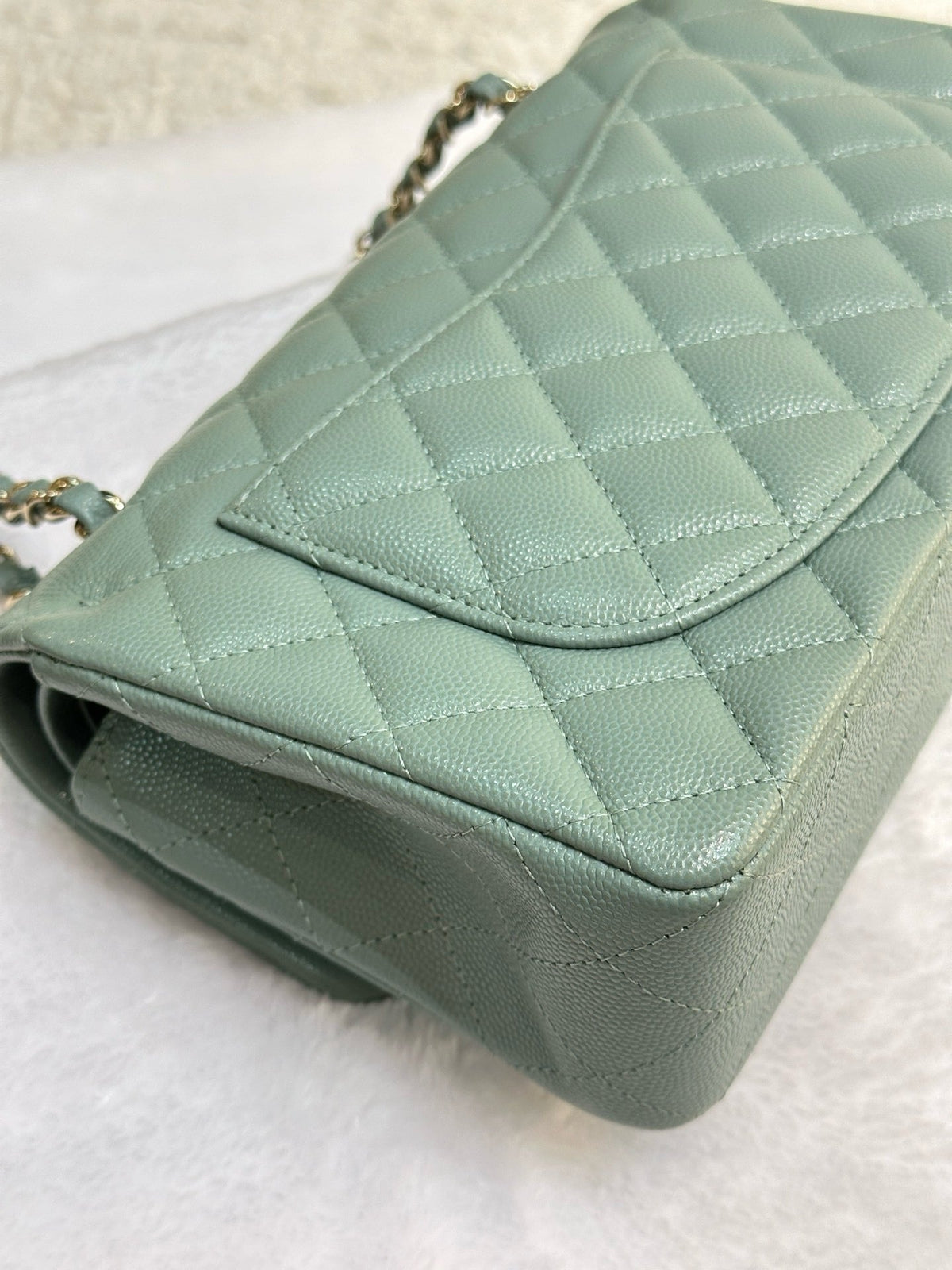 Chanel Small Caviar Quilted Double Flap Dark Green 22C