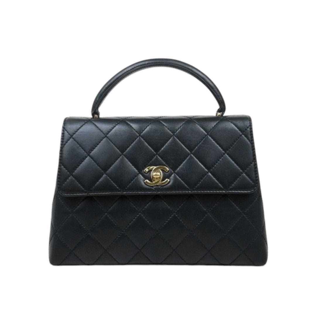 Very Good ( Rank A)｜CHANEL Lamb Skin COCO Hand bag Small Black  Made In 1997-1999 Year｜S25033006