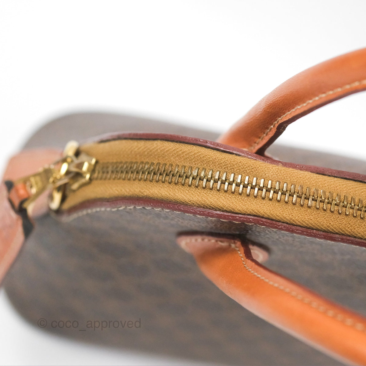 Celine Vintage Macadam Top Handle Bag Tan Brown