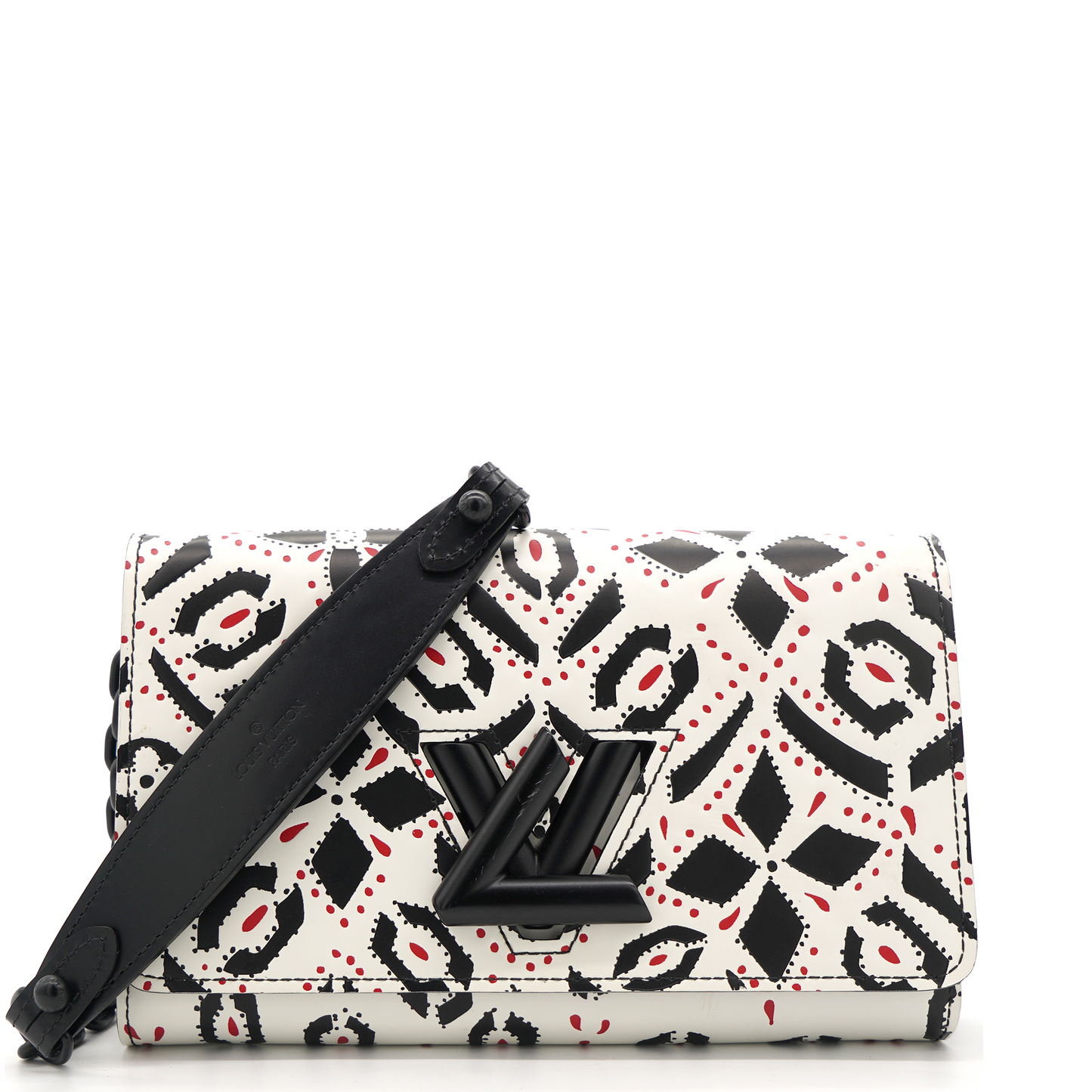 Graphic Print Leather Twist Wallet on Chain