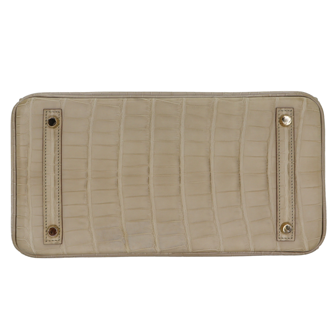 Hermès 30cm Birkin Beton Matte Alligator Gold Hardware