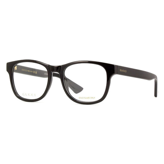 Gucci Eyeglasses Square Full Rim, Shiny Black Frame and Clear Demo Lenses Lens GG1344O005