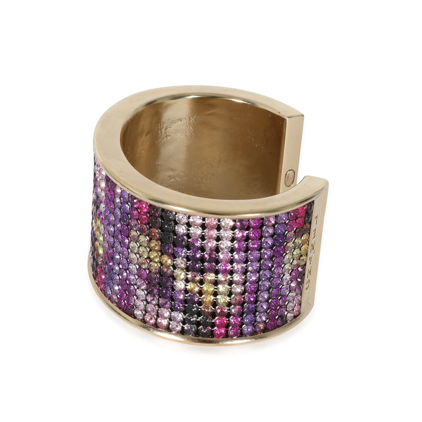 CHANEL 2015 Multi-Color Strass Wide Gold Plated Cuff Bracelet