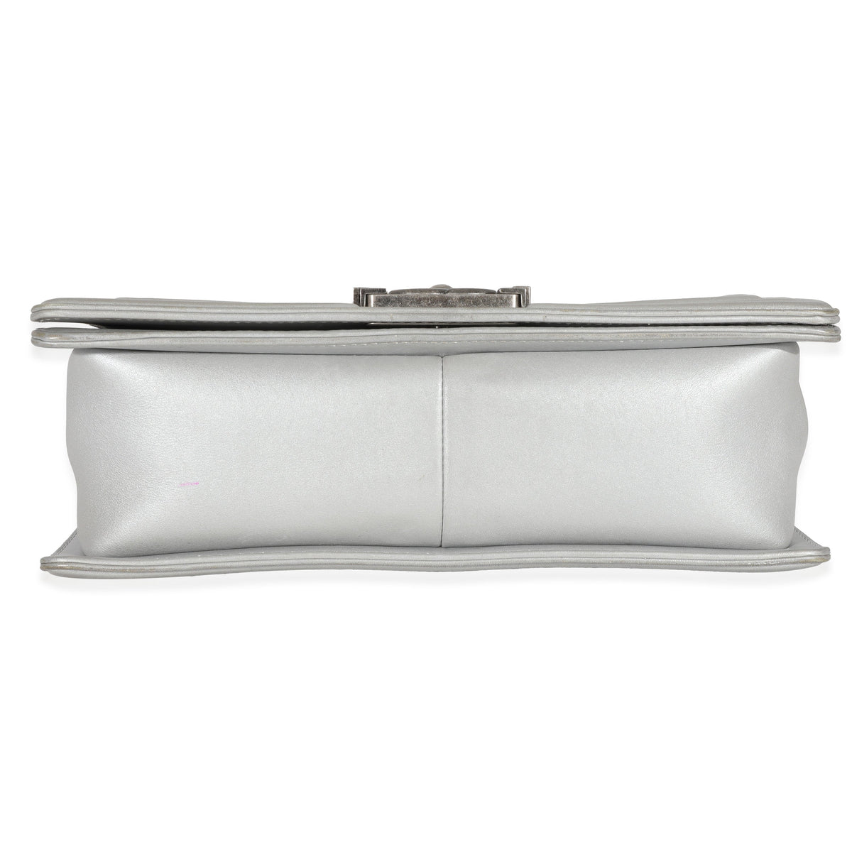 Chanel Silver Calfskin Medium Boy Bag