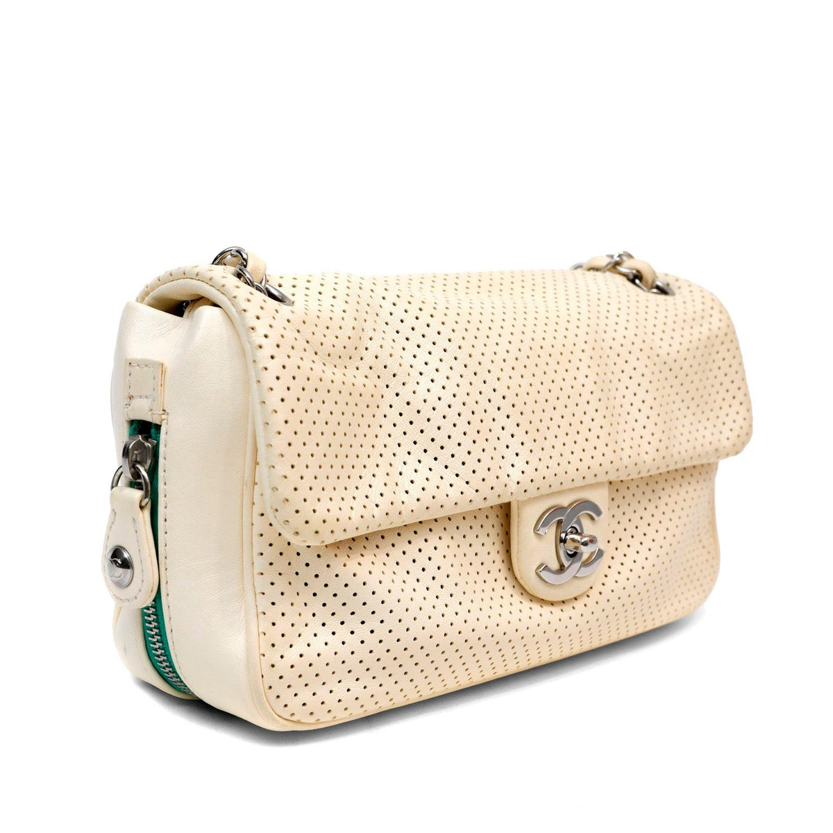 Chanel Pale Yellow Perforated Leather Baseball Spirit Bag