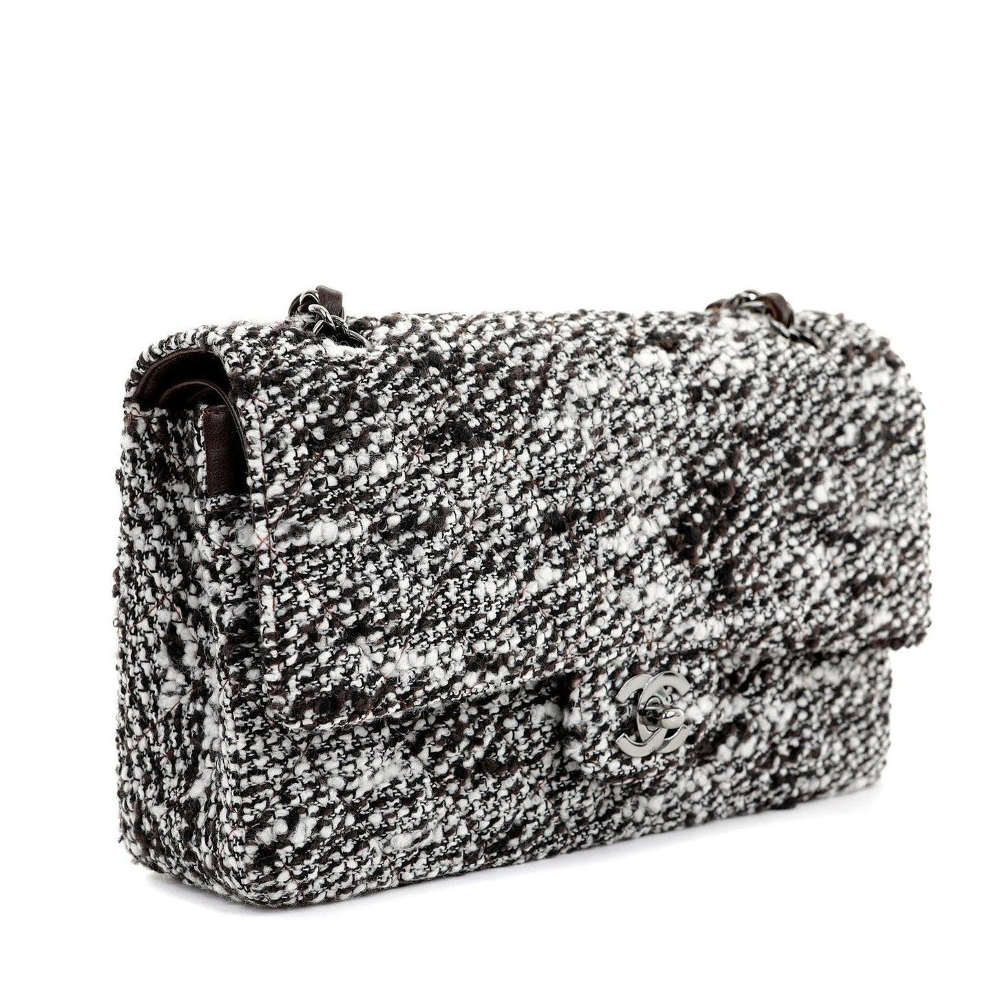 Chanel Coffee Tweed Runway Medium Classic w/ Silver Hardware