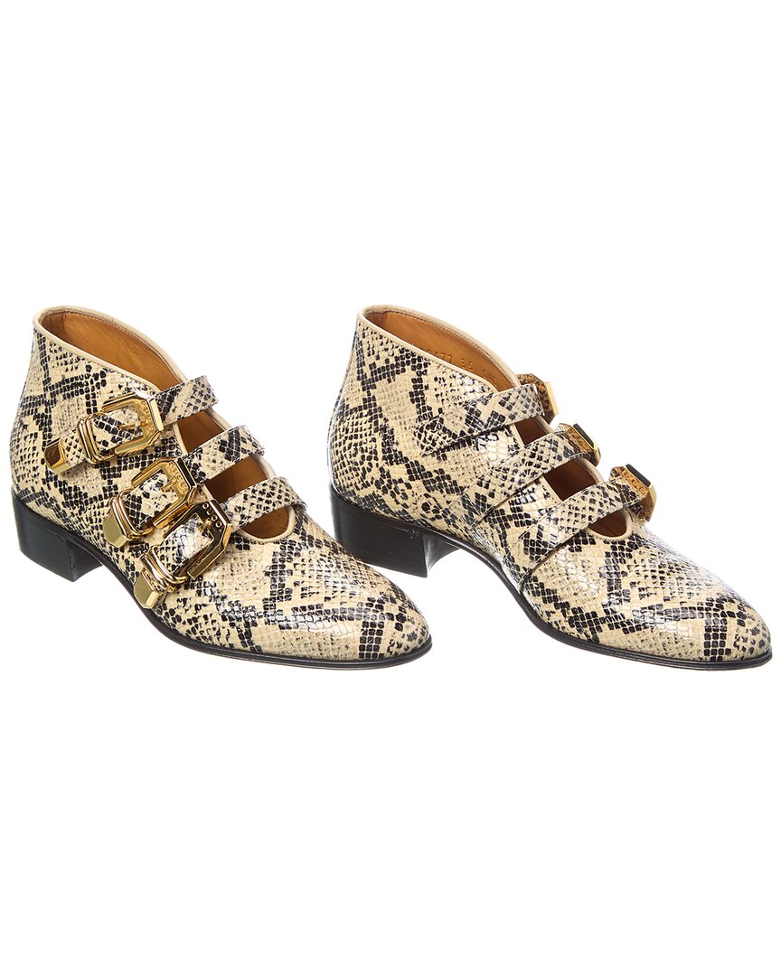 Gucci Python-Embossed Leather Bootie ( ) 35 Brown