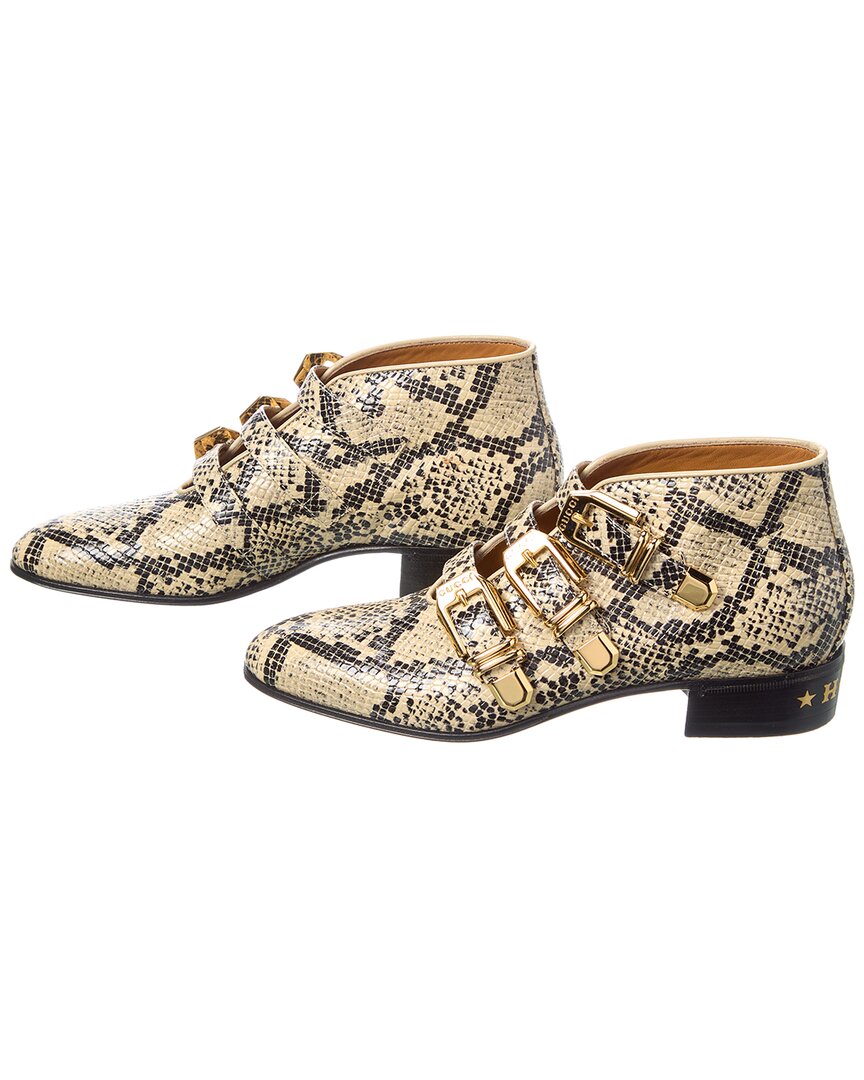 Gucci Python-Embossed Leather Bootie ( )