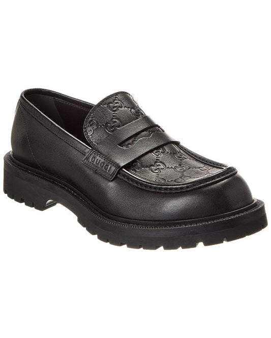Gucci Web Leather Loafer Black