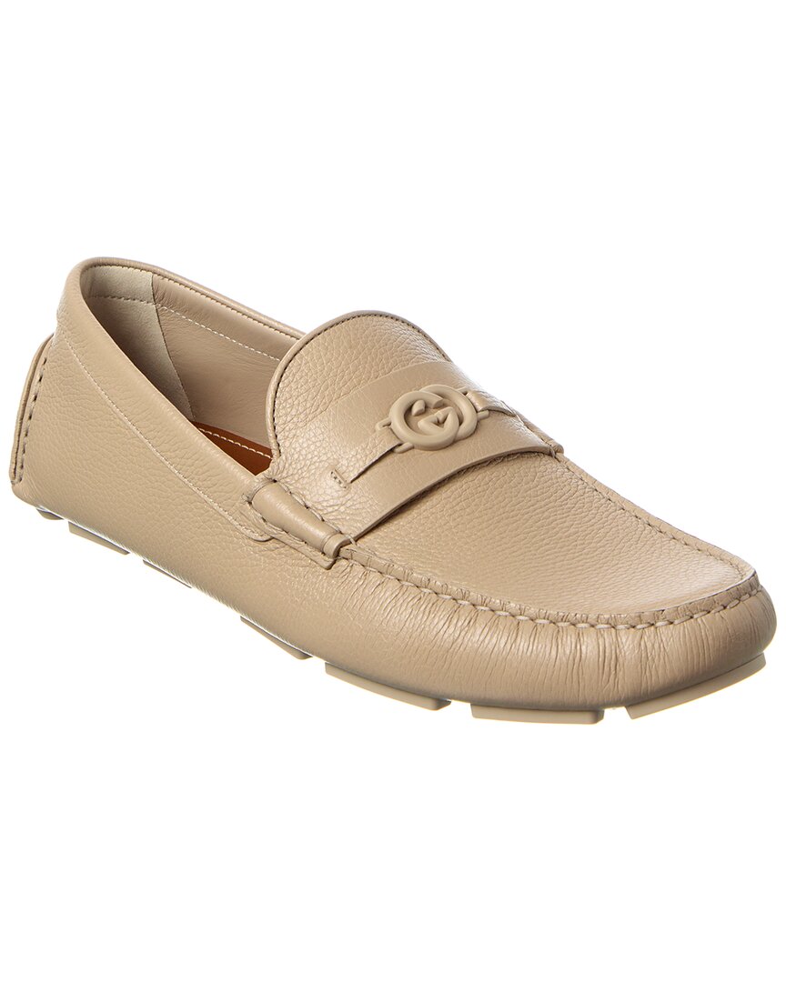 Gucci Driver Leather Loafer Beige