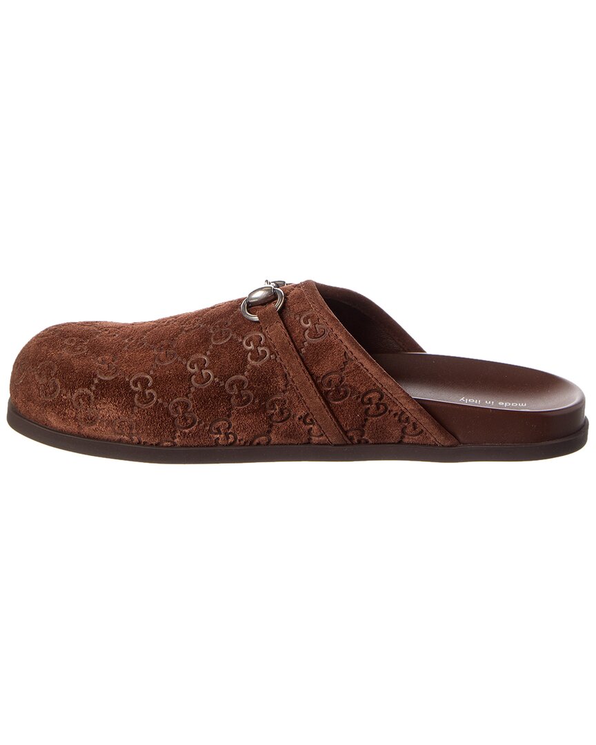 Gucci Horsebit Gg Suede Mule