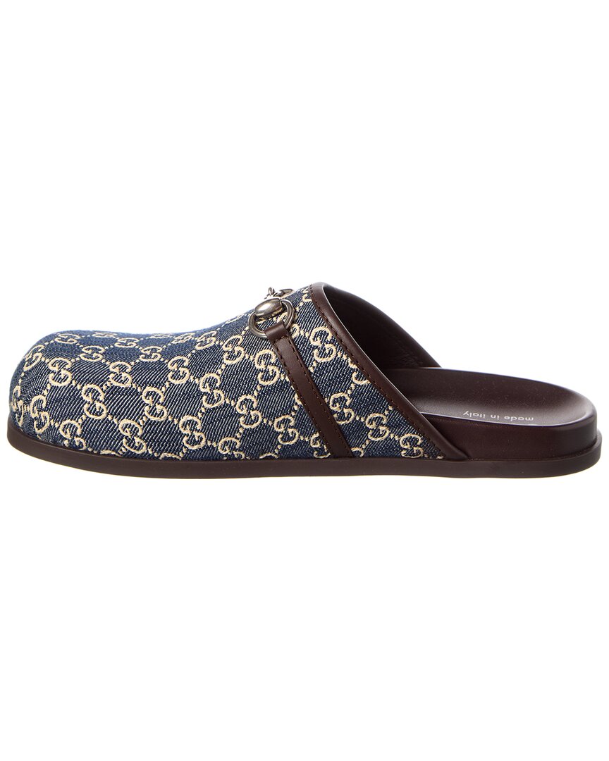 Gucci Horsebit Gg Denim & Leather Mule