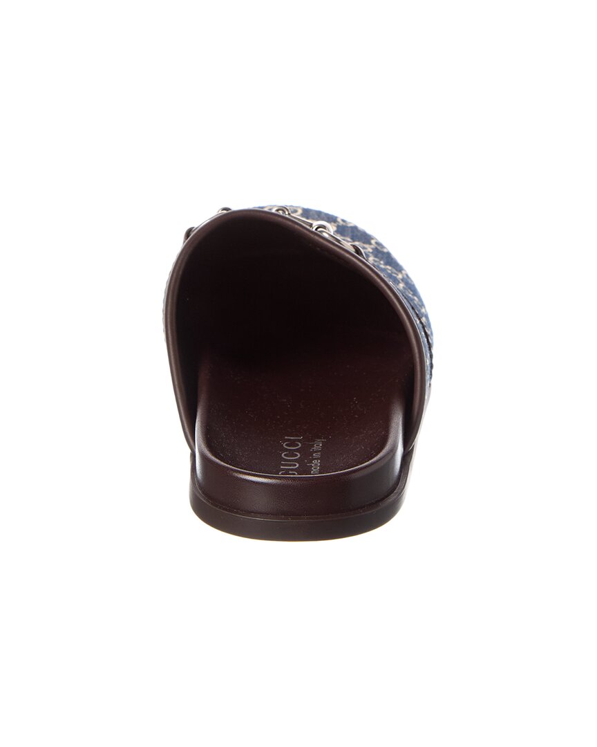 Gucci Horsebit Gg Denim & Leather Mule
