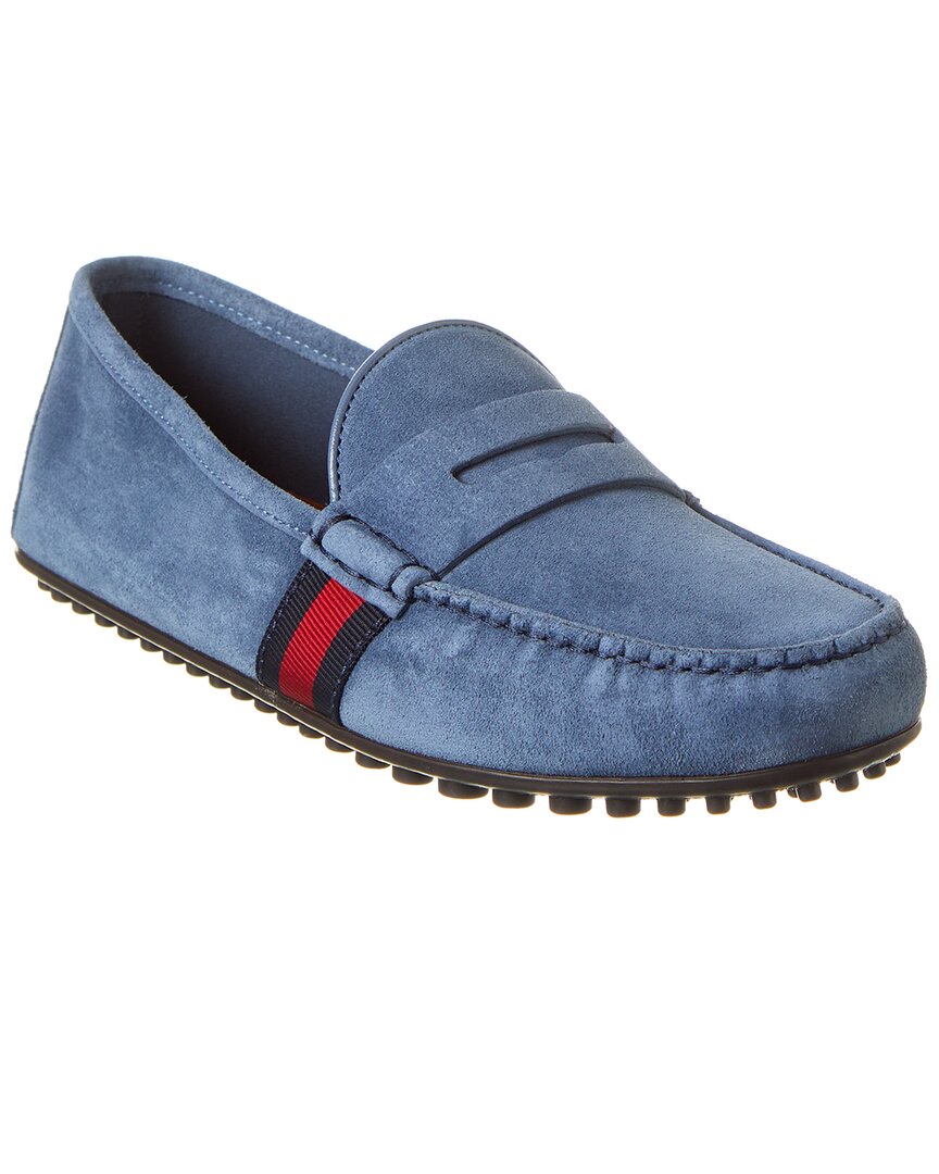 Gucci Web Suede Driver Blue