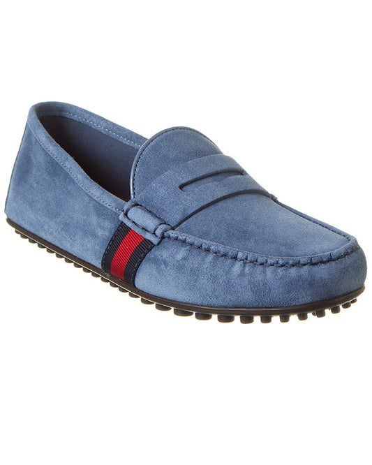 Gucci Web Suede Driver Blue