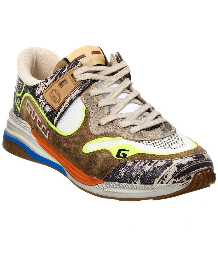 Gucci Ultrapace Leather & Suede Sneaker Grey Multi