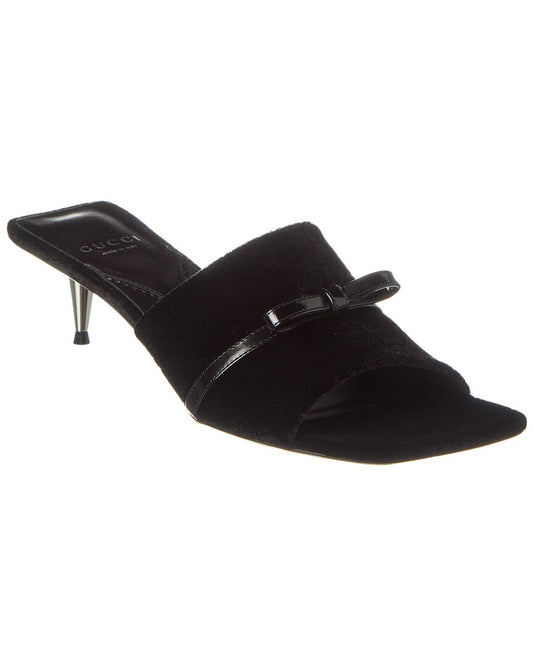 Gucci Gg Velvet Sandal Black