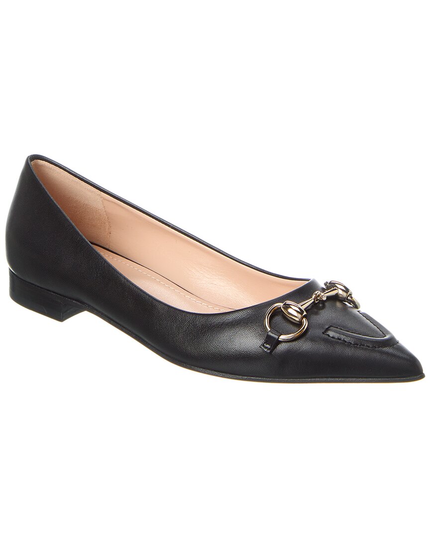 Gucci Horsebit Leather Ballerina Flat 36 Black
