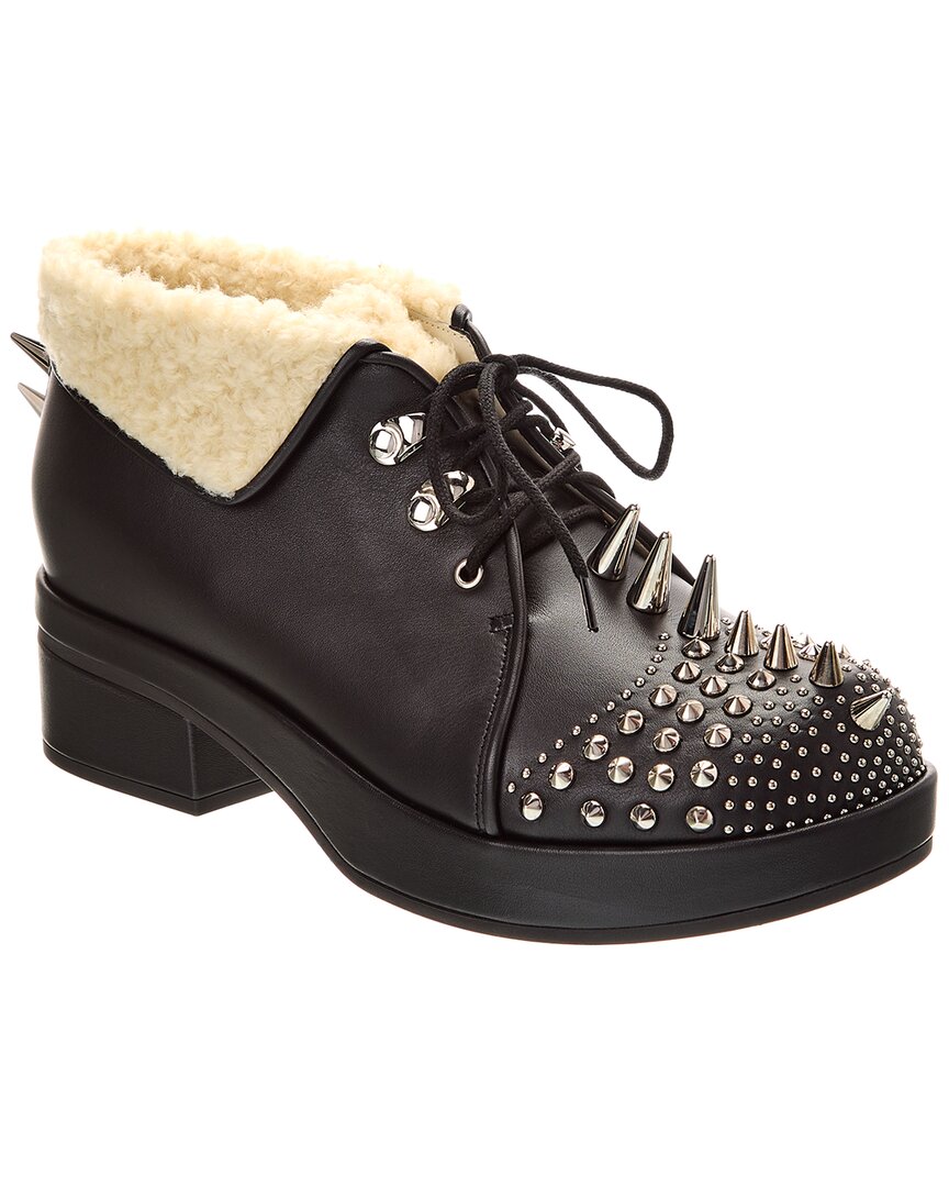 Gucci Logo Spike Leather Bootie Black