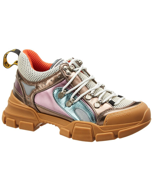 Gucci Flashtrek Leather Sneaker 35 Gold