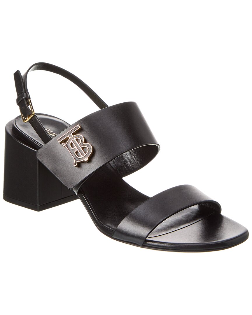 Burberry Motif Monogram Leather Sandal 36 Black