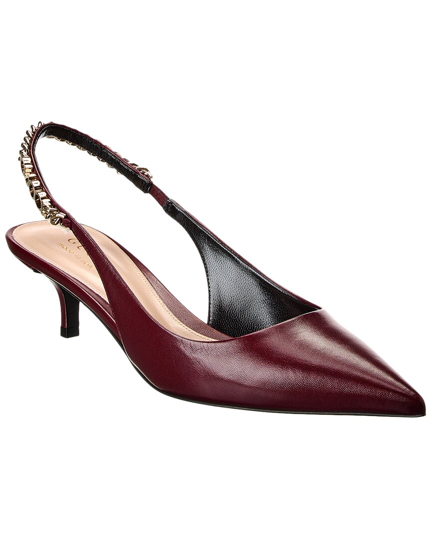 Gucci Signoria Leather Slingback Pump Red