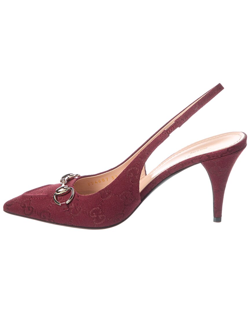 Gucci Horsebit Gg Canvas Slingback Pump