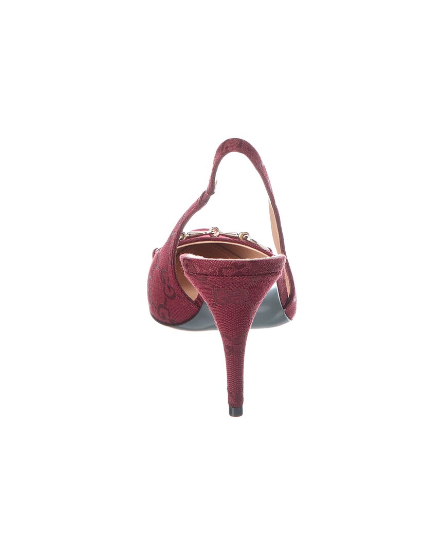 Gucci Horsebit Gg Canvas Slingback Pump