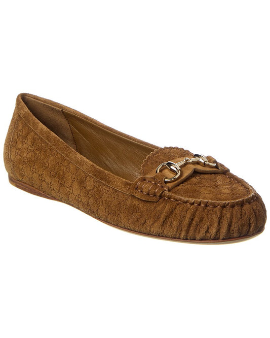 Gucci Horsebit Suede Loafer 35 Brown Multi