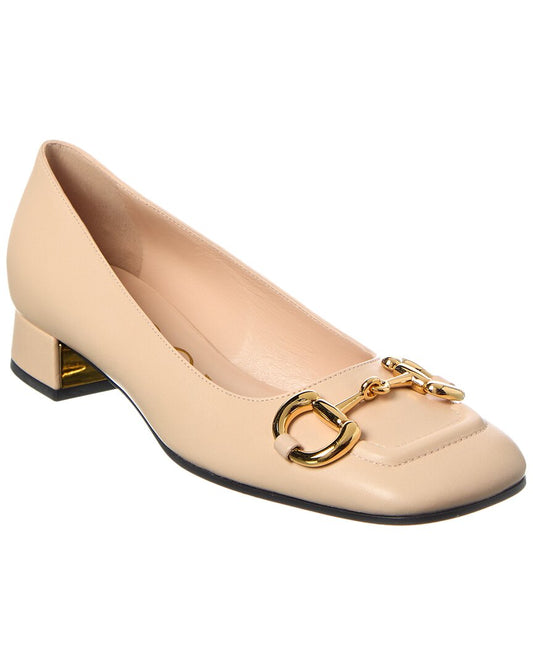 Gucci Horsebit Leather Loafer Pump 5.5 Beige