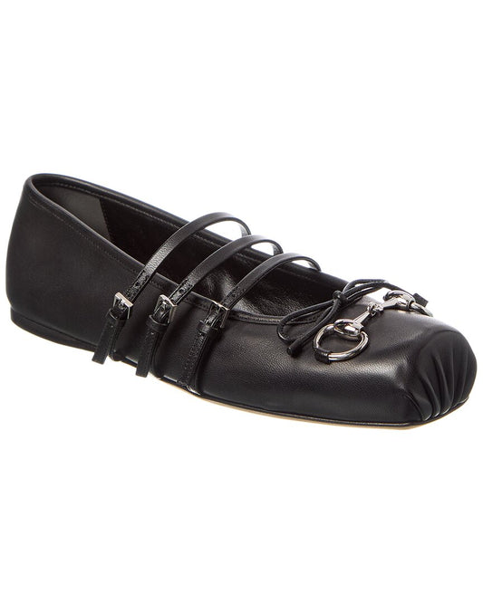 Gucci Horsebit Leather Flat 35 Black