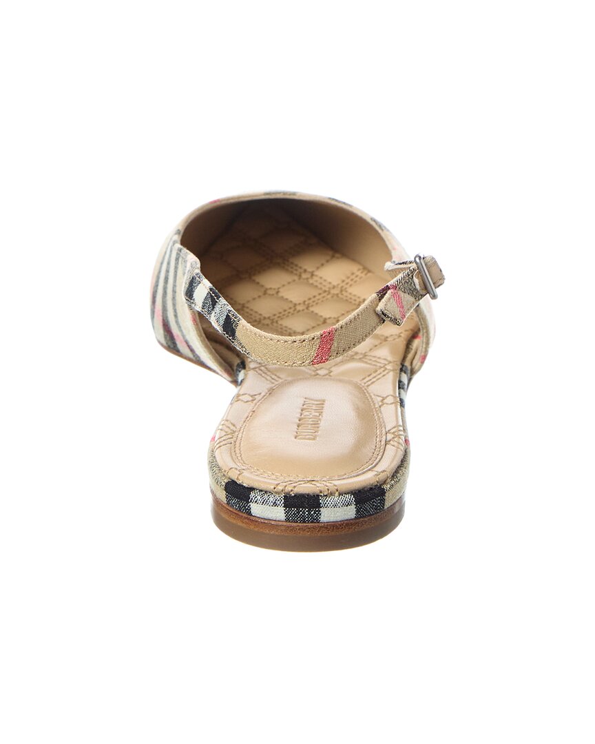Burberry Dame Check Linen Slingback Flat