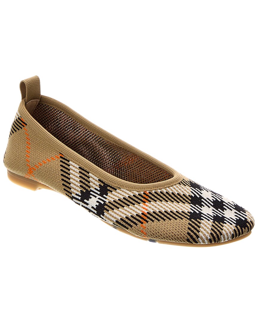 Burberry Check Knit Flat 37 Brown Multi