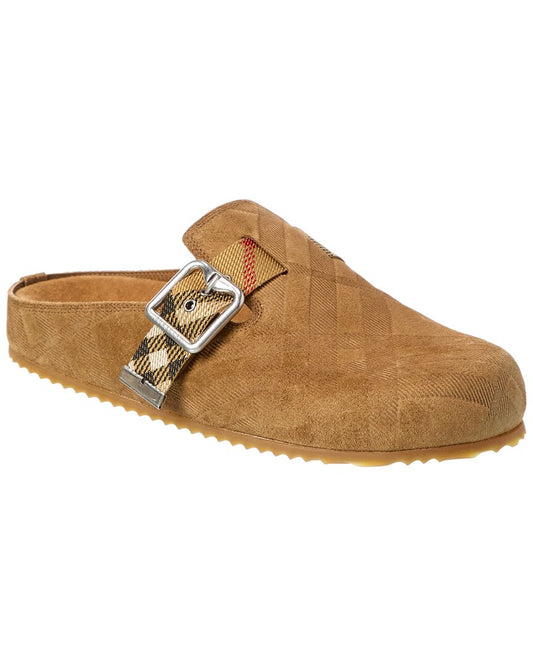 Burberry Check Urchin Suede Mule Brown Multi
