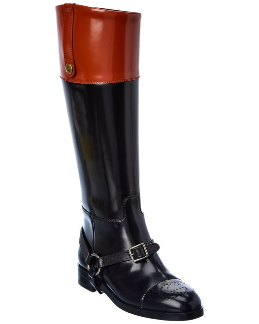 Gucci Harness Leather Knee-High Boot 36 Black