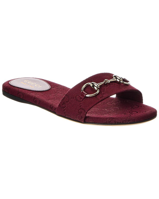 Gucci Horsebit Gg Canvas Sandal