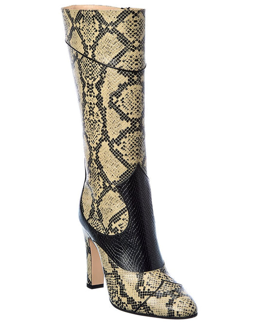 Gucci Snake-Embossed Leather Knee-High Boot