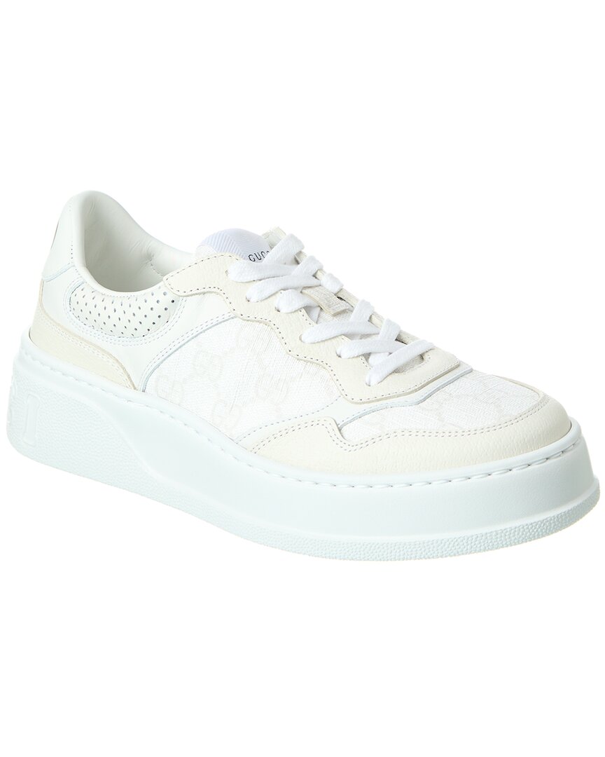 Gucci Gg Supreme Canvas & Leather Sneaker 35 White