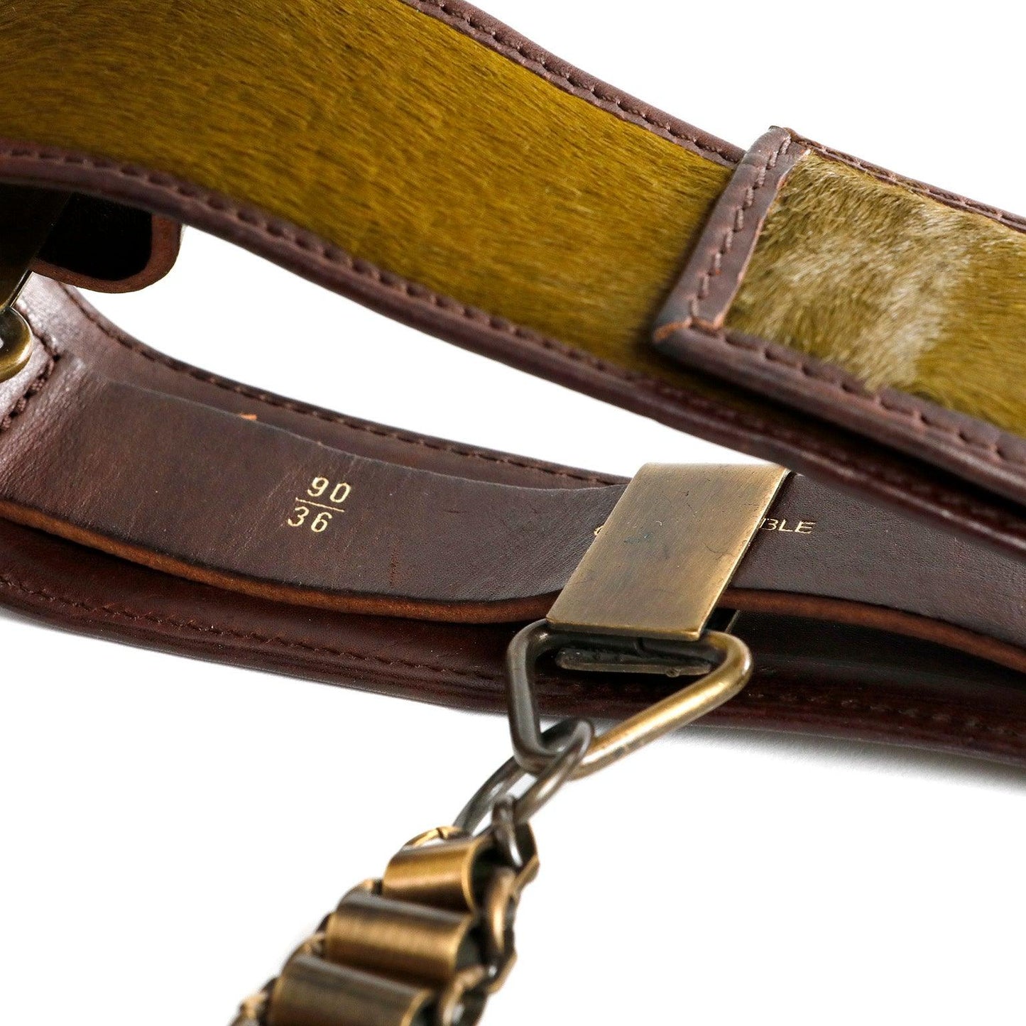 Chanel Green Pony Hair and Draped Chains Runway Belt