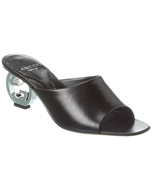 Gucci Interlocking G Leather Sandal 36 Black