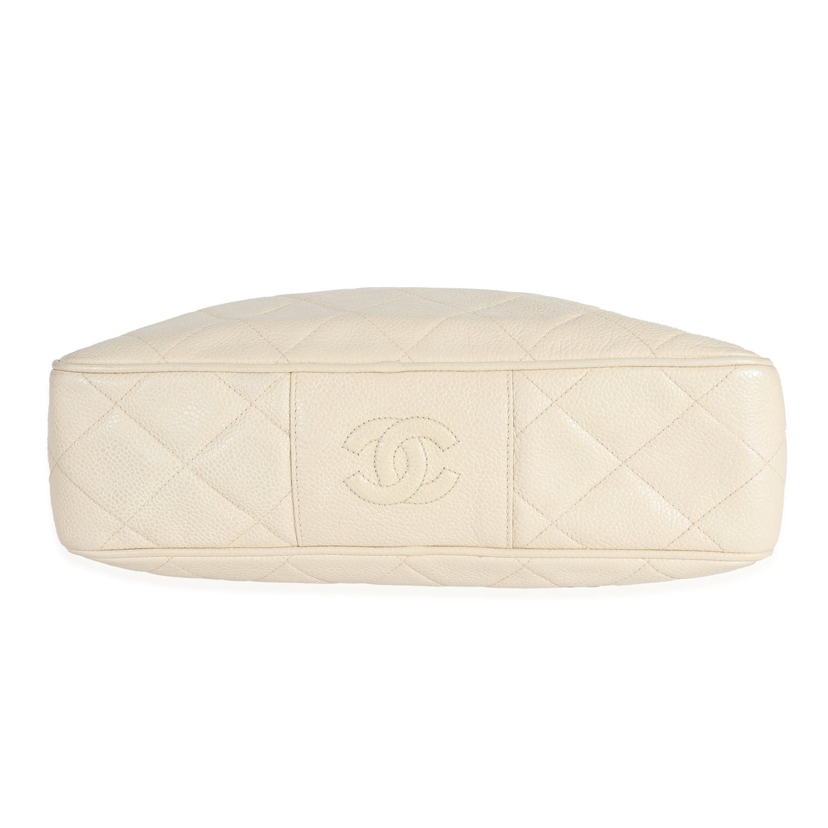 Chanel Vintage Beige Quilted Caviar Messenger Bag