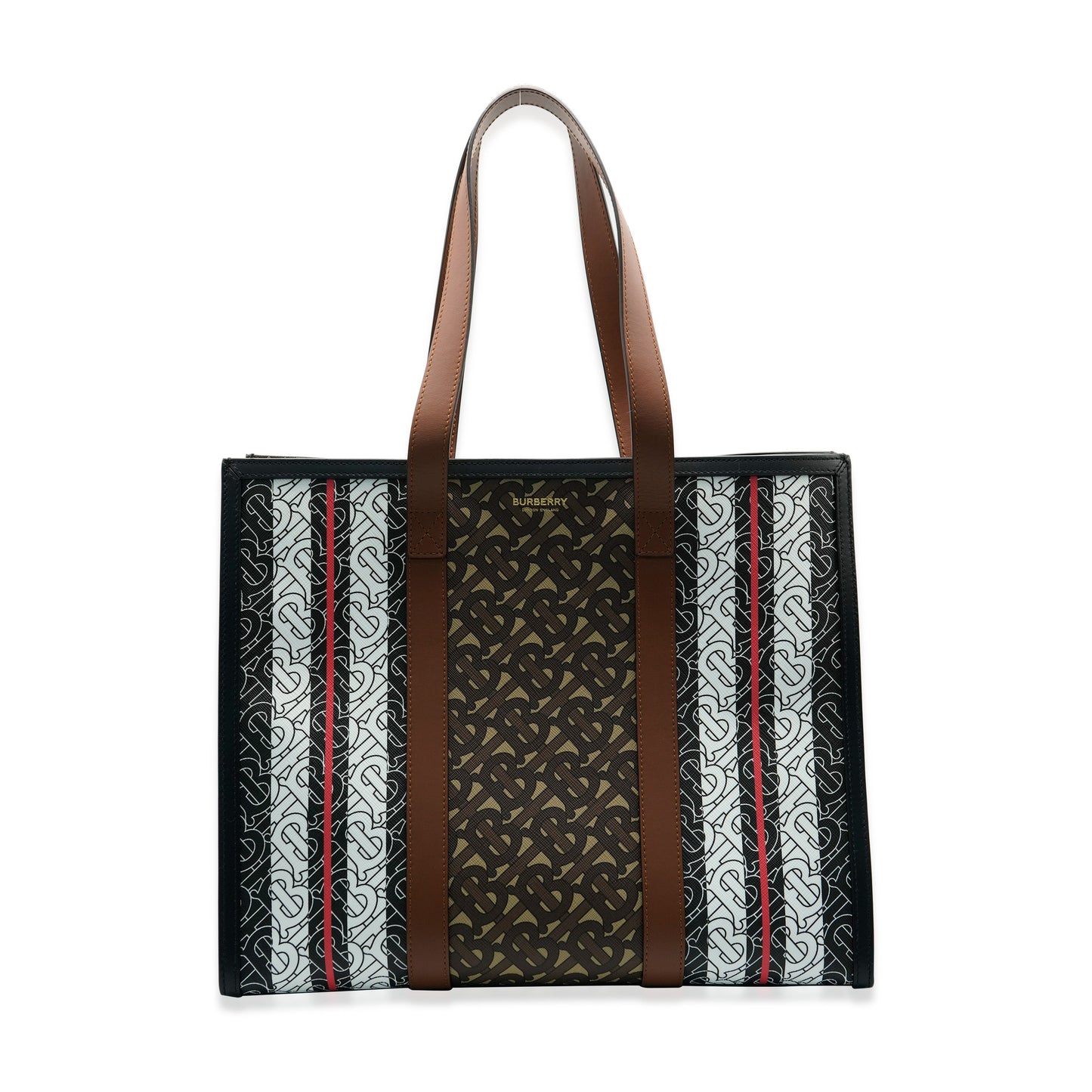 BURBERRY Bridle Canvas Monogram Stripe E-Canvas Tote