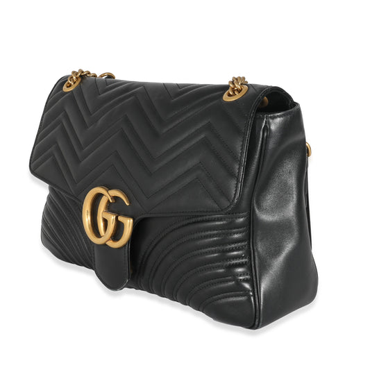 Gucci Black Matelassé Large GG Marmont Shoulder Bag